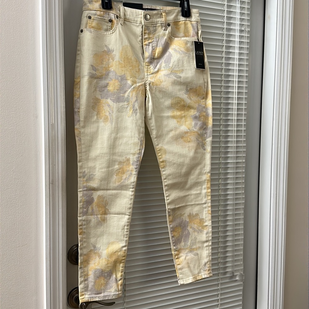 Lauren Floral Multicolor High Rise Shape Memory Zipper Close Ankle Jeans - 8P